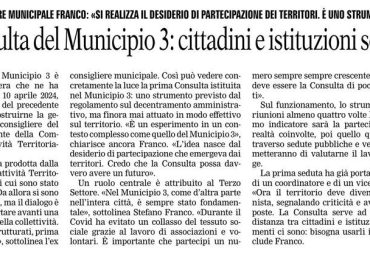 Articolo della Gazzetta sulla Consulta del Terzo Settore nel Municipio 3 di Bari