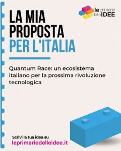 Locandina della proposta Quantum Race di Stefano Franco presentata a Le Primarie delle Idee