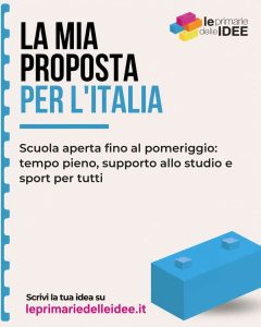 Locandina della proposta di Stefano Franco sulla scuola a tempo pieno presentata a Le Primarie delle Idee